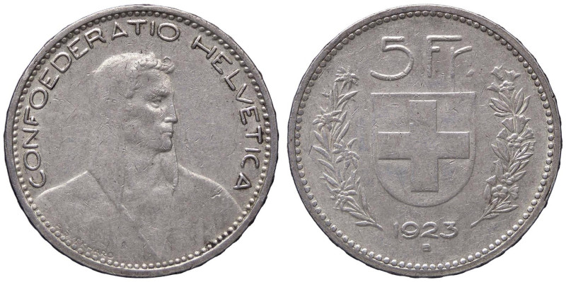 ESTERE - SVIZZERA - Confederazione - 5 Franchi 1923 B Kr. 37 AG

Status: BB+