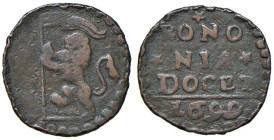 Rame Pontificio da Alessandro VIII a Clemente XII, parte II - BOLOGNA - Innocenzo XII (1691-1700) - Quattrino 1699 Munt. 149g (CU g. 2,61)Asse ruotato...