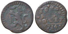 Rame Pontificio da Alessandro VIII a Clemente XII, parte II - BOLOGNA - Clemente XI (1700-1721) - Quattrino 1714 Munt. 221d (CU g. 2,13)

Status: MB...