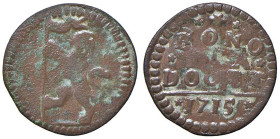 Rame Pontificio da Alessandro VIII a Clemente XII, parte II - BOLOGNA - Clemente XI (1700-1721) - Quattrino 1715 Munt. 221e RRR (CU g. 1,82)

Status...
