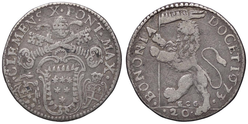 ZECCHE ITALIANE - BOLOGNA - Clemente X (1670-1676) - Lira 1673 CNI 20; Munt. 57 ...