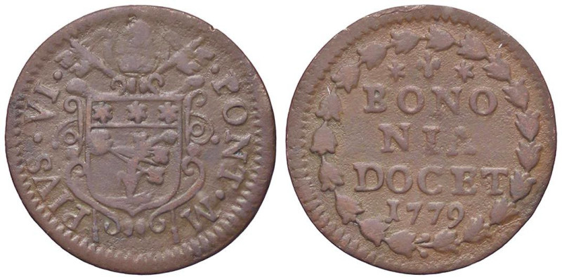 ZECCHE ITALIANE - BOLOGNA - Pio VI (1775-1799) - Quattrino 1779 MIR 2855/21 RRR ...