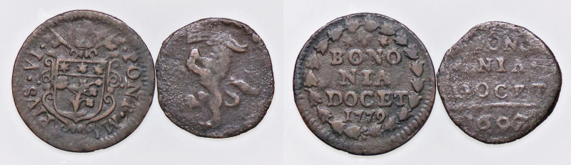 ZECCHE ITALIANE - BOLOGNA - Pio VI (1775-1799) - Quattrino 1779 CU Assieme a qua...