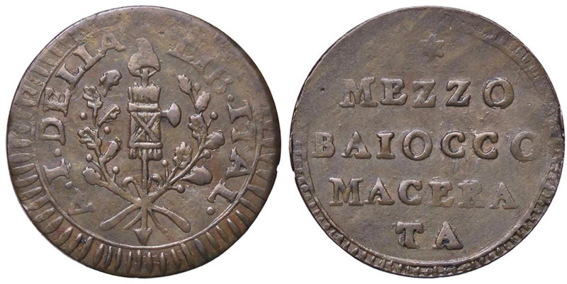 ZECCHE ITALIANE - MACERATA - Repubblica Romana (1798-1799) - Mezzo baiocco Pag. ...