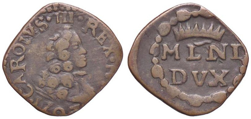 ZECCHE ITALIANE - MILANO - Carlo III d'Asburgo (1706-1740) - Quattrino 1707 Crip...