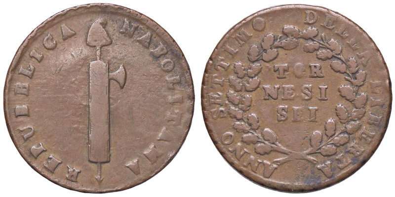 ZECCHE ITALIANE - NAPOLI - Repubblica Napoletana (1799) - 6 Tornesi 1799 P.R. 3;...