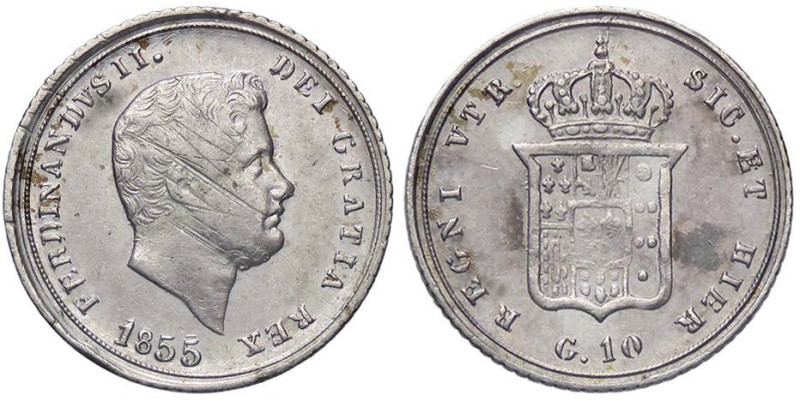 ZECCHE ITALIANE - NAPOLI - Ferdinando II di Borbone (1830-1859) - 10 Grana 1855 ...