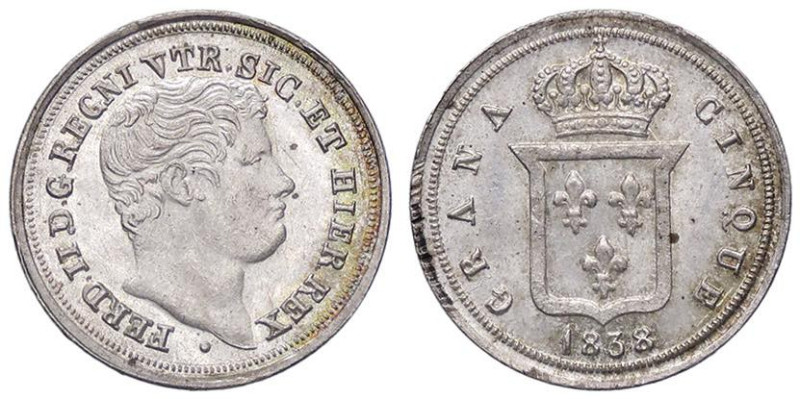 ZECCHE ITALIANE - NAPOLI - Ferdinando II di Borbone (1830-1859) - 5 Grana 1838 P...