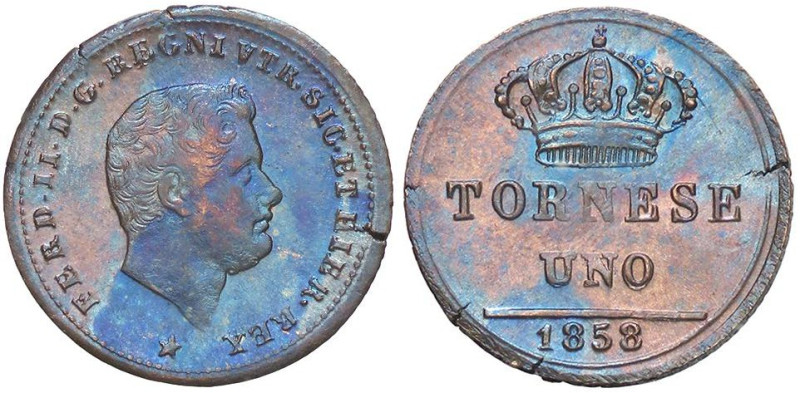 ZECCHE ITALIANE - NAPOLI - Ferdinando II di Borbone (1830-1859) - Tornese 1858 P...