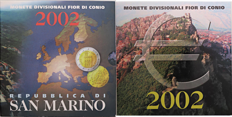 ZECCHE ITALIANE - SAN MARINO - Monetazione Euro - Serie 2002 Cartoncino da 8 pez...