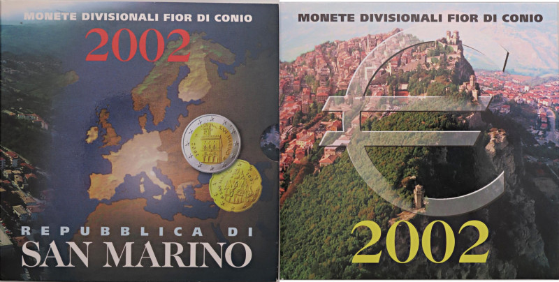 ZECCHE ITALIANE - SAN MARINO - Monetazione Euro - Serie 2002 Cartoncino da 8 pez...