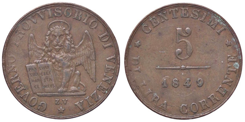 ZECCHE ITALIANE - VENEZIA - Governo Provvisorio (1848-1849) - 5 Centesimi 1849 P...