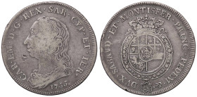 SAVOIA - Carlo Emanuele III (1730-1773) - Scudo 1755 Mont. 164 R (AG g. 34,56) Segno al D/

Status: MB-BB