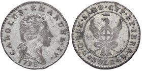 SAVOIA - Carlo Emanuele IV (1796-1800) - 2,6 Soldi 1798 CNI 14; Mont. 21 MI

Status: BB+