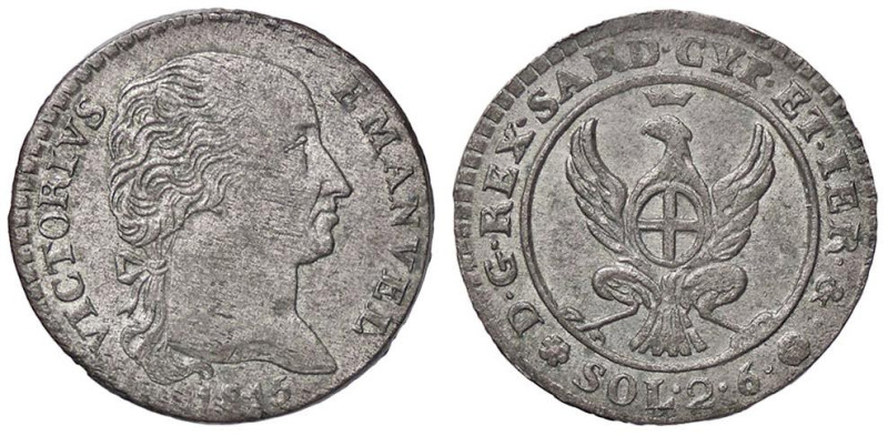 SAVOIA - Vittorio Emanuele I (1802-1821) - 2,6 Soldi 1815 Pag. 19; Mont. 6 R MI ...