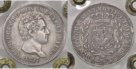 SAVOIA - Carlo Felice (1821-1831) - 2 Lire 1827 T AG Falso da studio sigillato da Franco Grigoli

Status: BB+