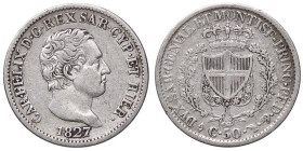 SAVOIA - Carlo Felice (1821-1831) - 50 Centesimi 1827 T Pag. 115; Mont. 113 AG

Status: BB+/BB