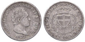 SAVOIA - Carlo Felice (1821-1831) - 50 Centesimi 1827 T Pag. 115; Mont. 113 AG

Status: MB+/qBB