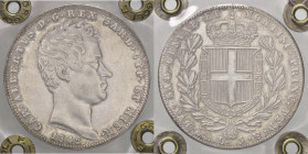 SAVOIA - Carlo Alberto (1831-1849) - 5 Lire 1842 G AG Falso da studio sigillato da Franco Grigoli

Status: qFDC