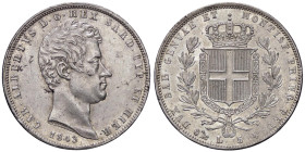 SAVOIA - Carlo Alberto (1831-1849) - 5 Lire 1843 G Pag. 253; Mont. 129 AG Segni dietro la testa

Status: SPL/SPL+