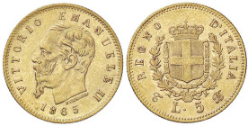 SAVOIA - Vittorio Emanuele II Re d'Italia (1861-1878) - 5 Lire 1865 T Pag. 480; Mont. 160 RR AU

Status: SPL