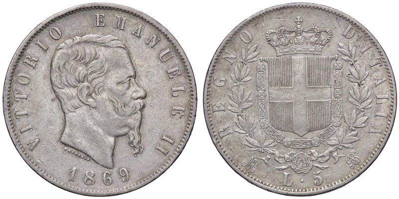 SAVOIA - Vittorio Emanuele II Re d'Italia (1861-1878) - 5 Lire 1869 M Pag. 489; ...