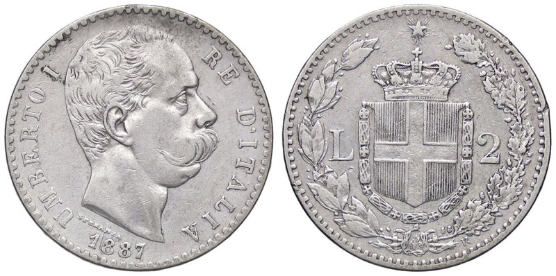 SAVOIA - Umberto I (1878-1900) - 2 Lire 1887 Pag. 597; Mont. 42 AG

Status: BB