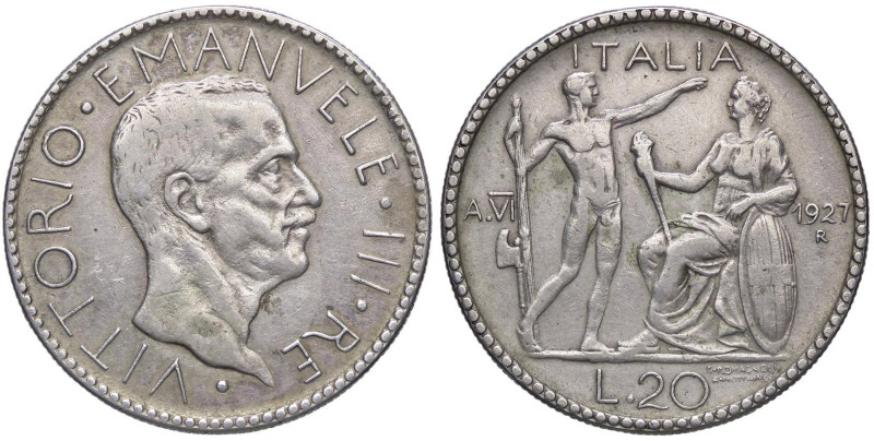 SAVOIA - Vittorio Emanuele III (1900-1943) - 20 Lire 1927 A VI Littore (AG g. 15...