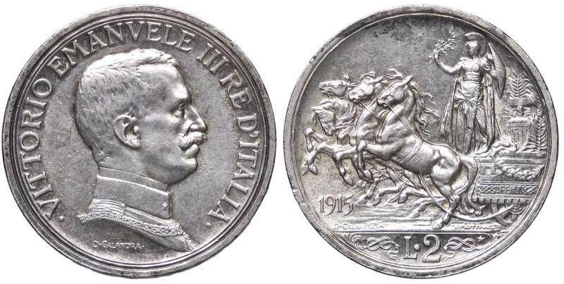 SAVOIA - Vittorio Emanuele III (1900-1943) - 2 Lire 1915 Quadriga briosa Pag. 73...