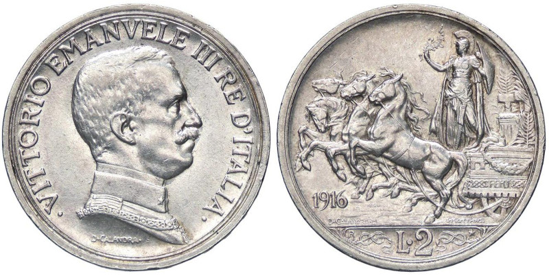 SAVOIA - Vittorio Emanuele III (1900-1943) - 2 Lire 1916 Quadriga briosa Pag. 73...