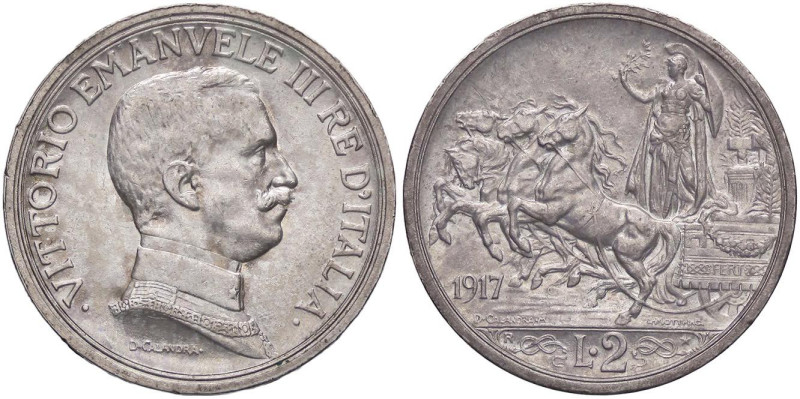 SAVOIA - Vittorio Emanuele III (1900-1943) - 2 Lire 1917 Quadriga briosa Pag. 74...