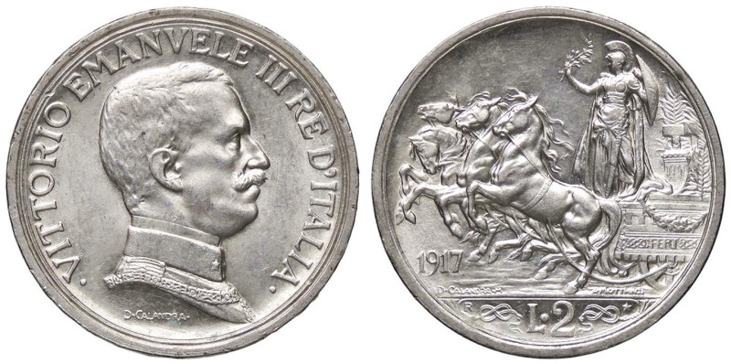 SAVOIA - Vittorio Emanuele III (1900-1943) - 2 Lire 1917 Quadriga briosa Pag. 74...