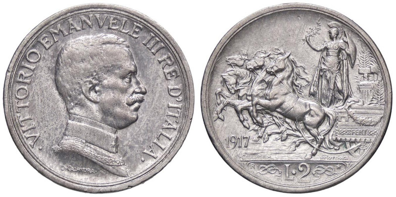 SAVOIA - Vittorio Emanuele III (1900-1943) - 2 Lire 1917 Quadriga briosa Pag. 74...