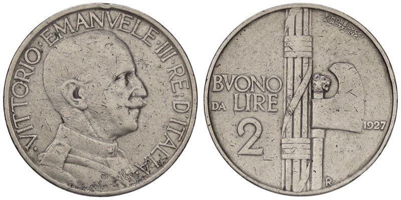 SAVOIA - Vittorio Emanuele III (1900-1943) - 2 Lire 1927 Fascio Pag. 745; Mont. ...