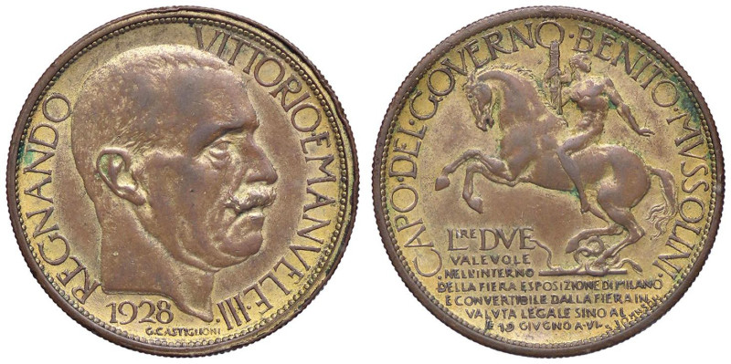 SAVOIA - Vittorio Emanuele III (1900-1943) - 2 Lire 1928 Fiera di Milano Pag. ma...