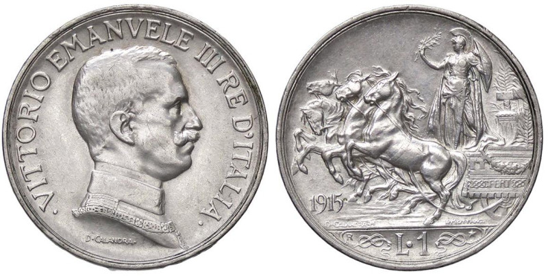 SAVOIA - Vittorio Emanuele III (1900-1943) - Lira 1915 Quadriga briosa Pag. 773;...