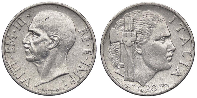 SAVOIA - Vittorio Emanuele III (1900-1943) - 20 Centesimi 1936 XIV Impero Pag. 8...