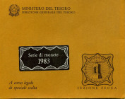 REPUBBLICA ITALIANA - Repubblica Italiana (monetazione in lire) (1946-2001) - Serie zecca 1983 Mont. 19 NC In confezione - 10 valori

Status: FDC