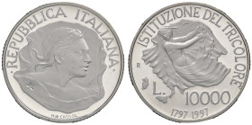 REPUBBLICA ITALIANA - Repubblica Italiana (monetazione in lire) (1946-2001) - 10.000 Lire 1997 - Tricolore Mont. 53bis AG Senza cartoncino copri confe...
