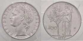 REPUBBLICA ITALIANA - Repubblica Italiana (monetazione in lire) (1946-2001) - 100 Lire 1957 Mont. 7 AC Sigillata PCGS MS63

Status: qFDC