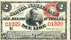 CARTAMONETA - SARDO-PIEMONTESE - Banca Nazionale nel Regno d'Italia - 2 Lire 22/01/1868 Gav. 144 R Giuliano/Nazari

Status: qFDS