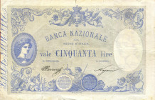 CARTAMONETA - SARDO-PIEMONTESE - Banca Nazionale nel Regno d'Italia - 50 Lire 15/01/1886 Gav. 174 RR Carraresi/Nazari

Status: meglio di MB