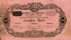 CARTAMONETA - SARDO-PIEMONTESE - Banca Nazionale nel Regno d'Italia - 100 Lire 21/01/1885 Gav. 199 RR Lavasggi/Croce/Nazari Due tagli laterali central...