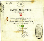 CARTAMONETA - LOMBARDO-VENETO - Assedio di Palmanova (1848) - 2 Lire 1848 Gav. 62 R Pressato

Status: qSPL