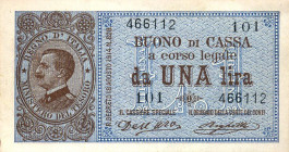 CARTAMONETA - BUONI DI CASSA - Vittorio Emanuele III (1900-1943) - Lira 21/09/1914 - Serie 41-160 Alfa 11; Lireuro 3B Dell'Ara/Righetti

Status: FDS