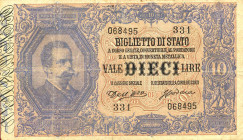 CARTAMONETA - BIGLIETTI DI STATO - Umberto I (1878-1900) - 10 Lire 05/02/1888 - Serie 291-340 Alfa 72; Lireuro 16A RRRRR Dell'Ara/Crodara Piccolo fore...