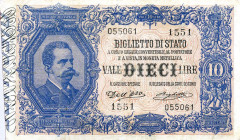 CARTAMONETA - BIGLIETTI DI STATO - Umberto I (1878-1900) - 10 Lire 25/10/1892 - Serie 491-970 Alfa 74; Lireuro 16C RR Dell'Ara/Righetti Pressata

St...