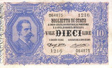 CARTAMONETA - BIGLIETTI DI STATO - Vittorio Emanuele III (1900-1943) - 10 Lire 31/08/1910 - Serie 971-1370 Alfa 75; Lireuro 17A RR Dell'Ara/Righetti P...