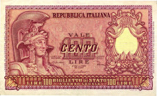 CARTAMONETA - BIGLIETTI DI STATO - Repubblica Italiana (monetazione in lire) (1946-2001) - 100 Lire - Italia elmata 31/12/1951 Alfa 428; Lireuro 24B D...