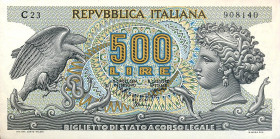 CARTAMONETA - BIGLIETTI DI STATO - Repubblica Italiana (monetazione in lire) (1946-2001) - 500 Lire - Aretusa 23/02/1970 Alfa 552; Lireuro 25C Viaggio...